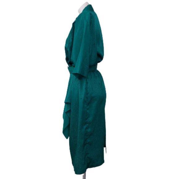 Vintage 80s 90s Erika's Place Green Dress - Picture 2 of 16
